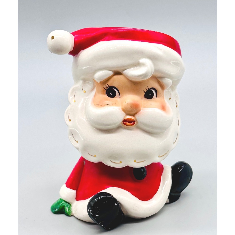 Vintage Santa Claus Sitting Vase Planter Christmas Parma AAI Japan FLAW READ